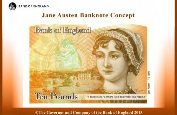 Retrato da escritora britânica Jane Austen que será estampado nas futuras notas de 10 libras (France Press)