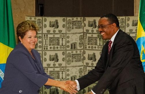 Presidenta durante encontro com o primeiro-ministro da Etiópia, Hailemariam Desalegn (Divulgação )