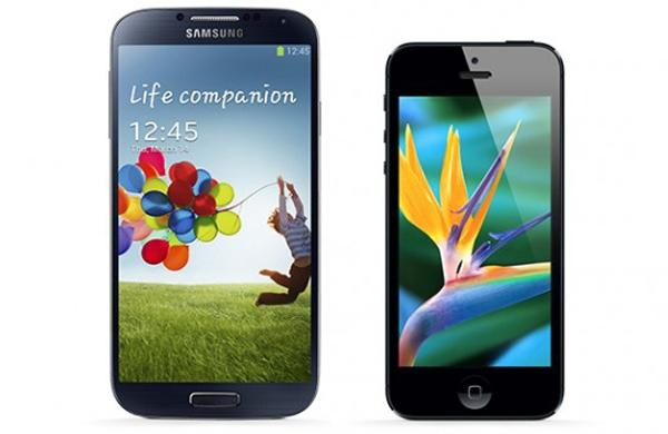 Concorrentes diretos Samsung Galaxy S4 e o iPhone 5 brigam por patentes (Divulgação)