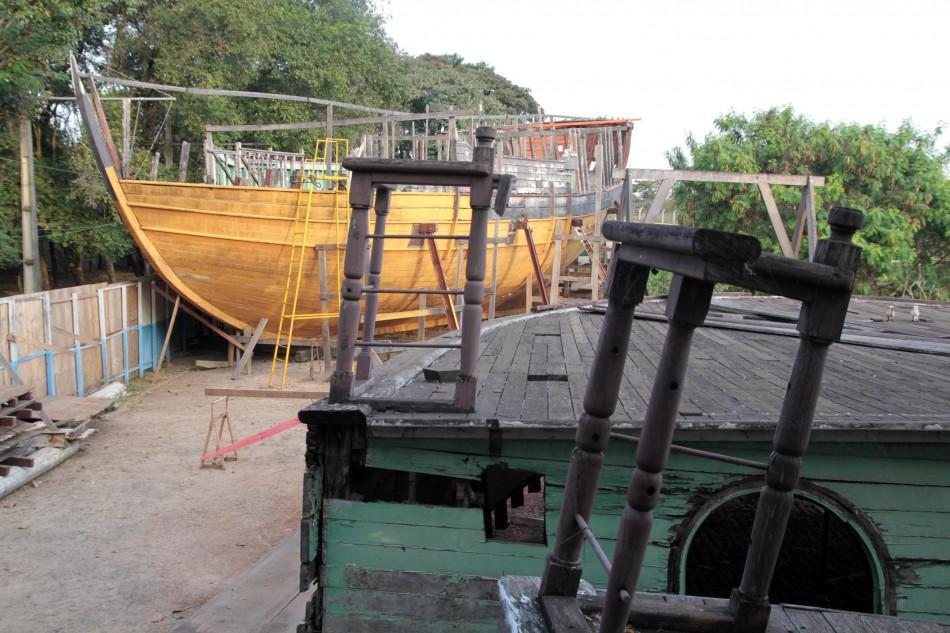 As obras de reforma da caravela Anunciação, na Lagoa do Taquaral, em Campinas, foram retomadas nesta terça-feira (21) pela Prefeitura. (Rodrigo Zanotto/Especial para AAN )